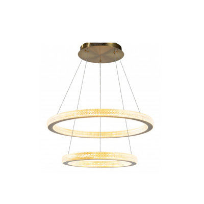 Lustre 2 lumières DEL or sable avec diffuseurs en acrylique