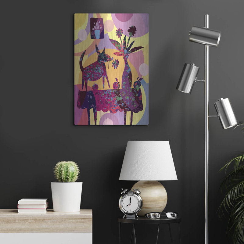 Art mural en métal Red Barrel Studio® «Still Life With Dog And Fruits» par Holly McGee, H 24 po x l 16 po