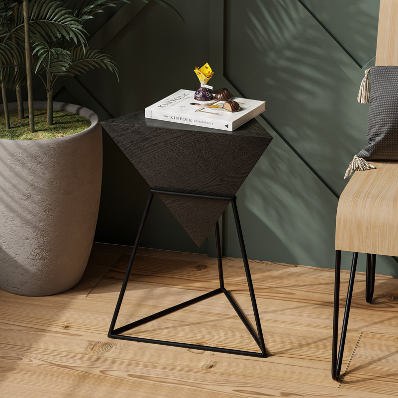 Table de bout moderne à motif géométrique, Noir
