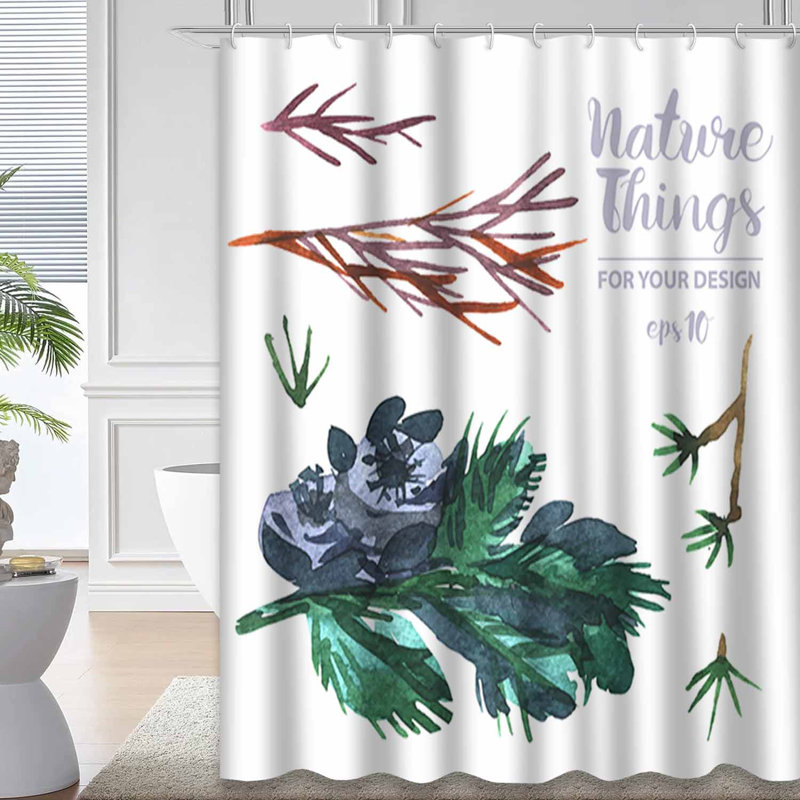 Rideau de douche avec 12 crochets Watercolor, L 72 po x l 78 po