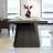 Retro Black Rectangular Solid Wood Dining Table-305463089