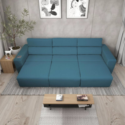 Inclinable électrique à 3 places avec stéréo, charge sans fil et poche latérale, convient au salon, au cinéma maison, à la relaxation apesanteur et à la profondeur personnalisable, aux modes de contrôle double, manuel