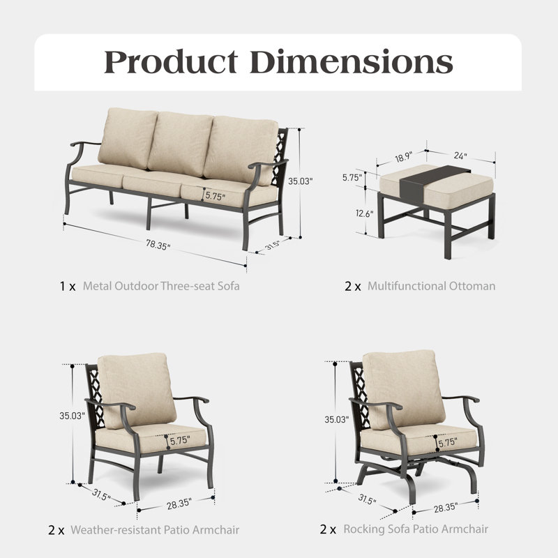 Carli 9-Person Patio Conversation Set, Beige