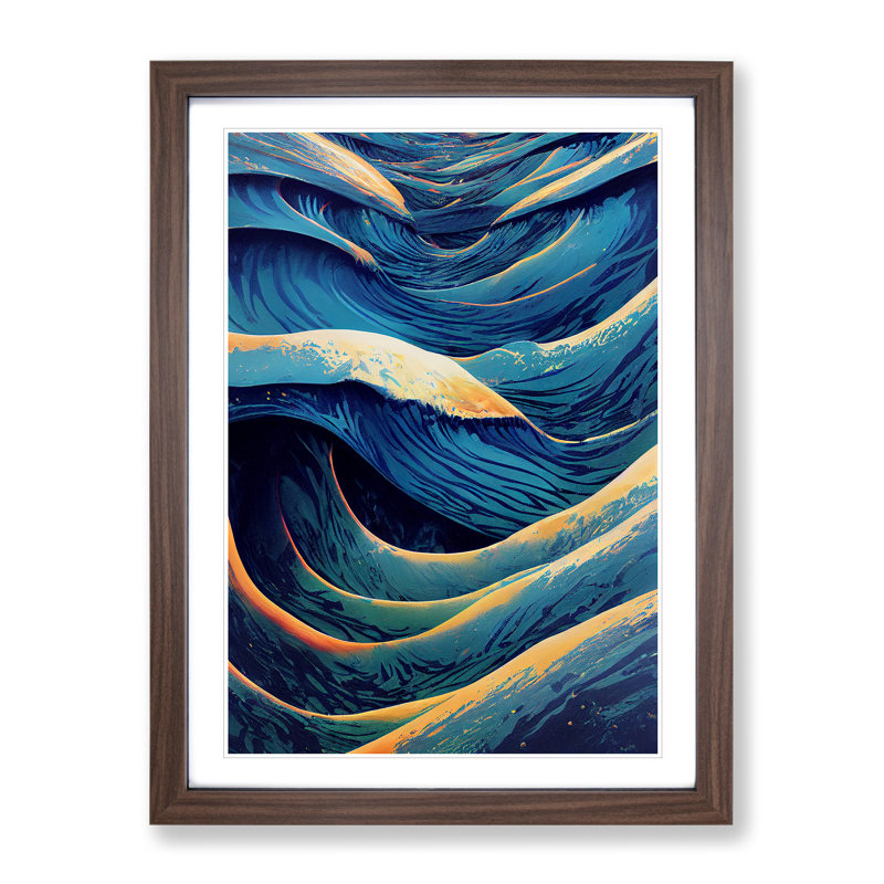 Marvellous Ocean Wave - Framed Print, 64cm H x 46cm W x 2cm D, Walnut