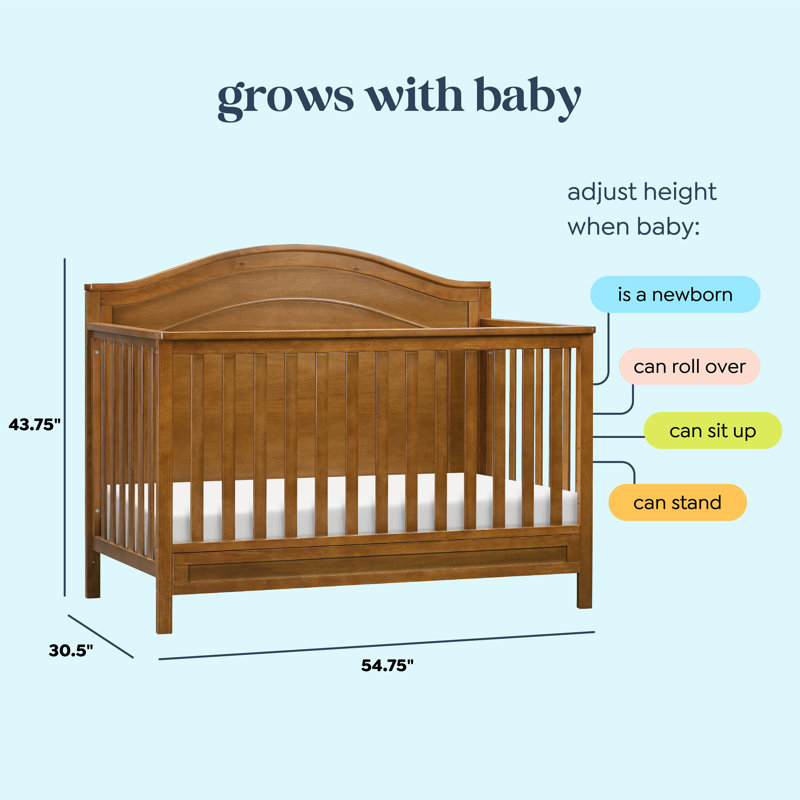 Berceau convertible Charlie 4 en 1, Châtaigne, Lit de bébé et matelas