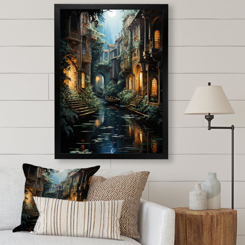 Impression sur toile «Beige Canal», Cadre photo noir, H 20 po x l 12 po x P 1 po