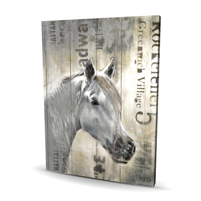Cheval rustique blanc, toile, animaux de ferme, décoration intérieure