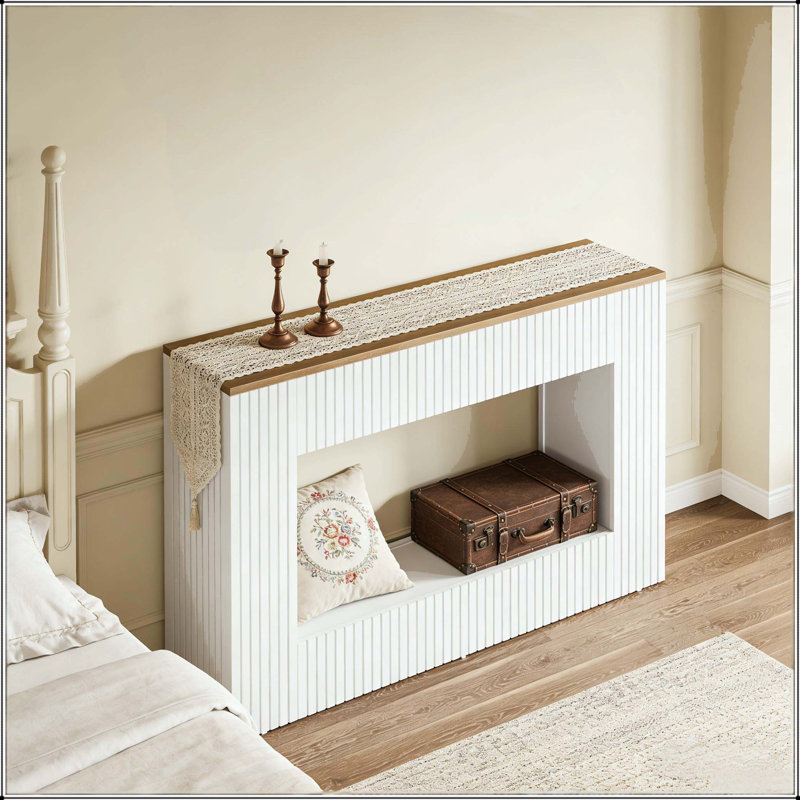 55" Fluted Console Table with Walnut Top - Modern Design