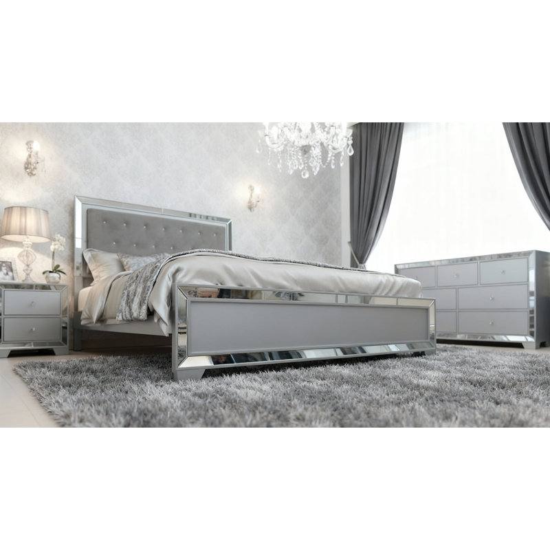  3 Pieces Bedroom Set, Queen, Silver