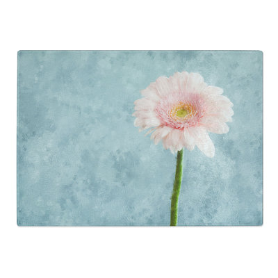 Tempered Glass Lone Pink Gerbera Chopping Board
