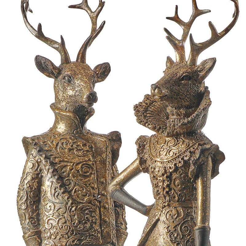 17,5 po en résine Gentleman and Lady Deer