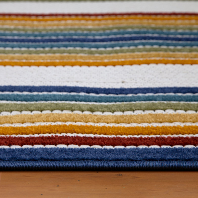 Tapis multicolore à rayures Floraville, Rectangle 6 pi 7 po x 9 pi 6 po