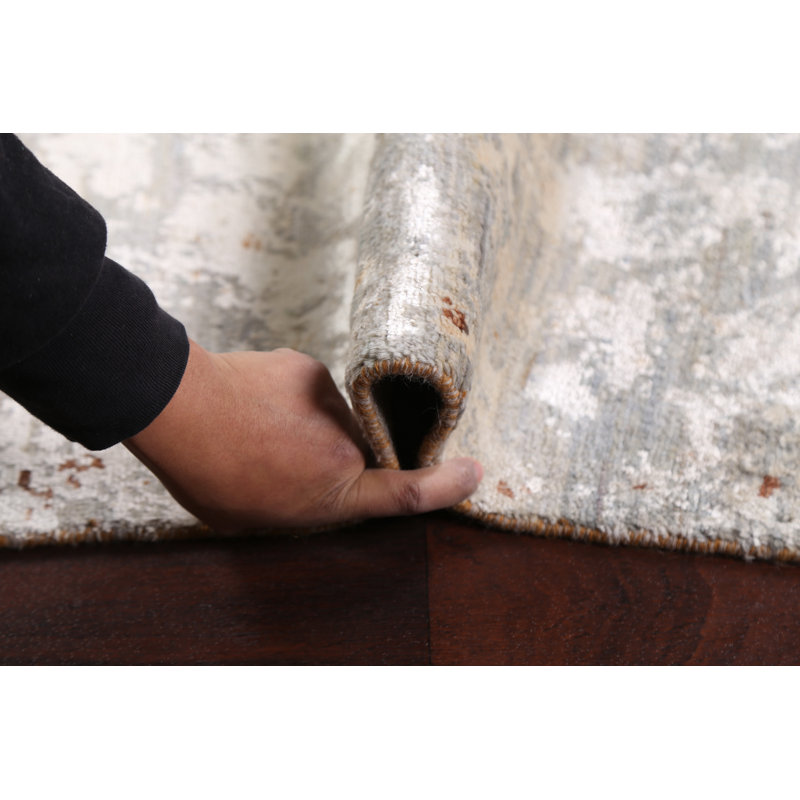 Tapis oriental contemporain abstrait à motif végétal noué à la main 4 x 6