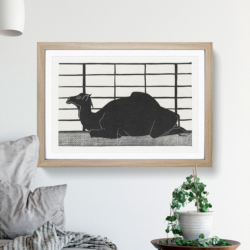 Camel by Samuel De Mesquita - Picture Frame Painting, 36cm H x 48cm W x 2cm D, Oak Framed