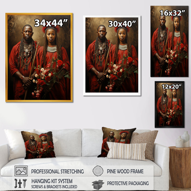 Guerriers Maasai d'Afrique II, H 20 po x l 12 po x P 1 po, Cadre simple noir