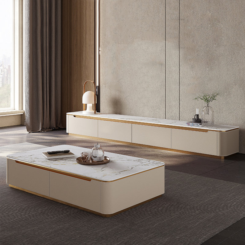 Meuble télé avec table basse, Blanc