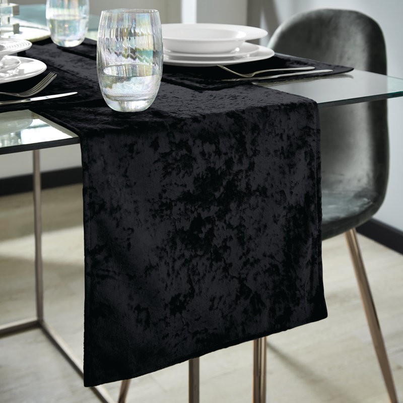Crushed Velvet Runner, Natural, 33cm W x 180cm L