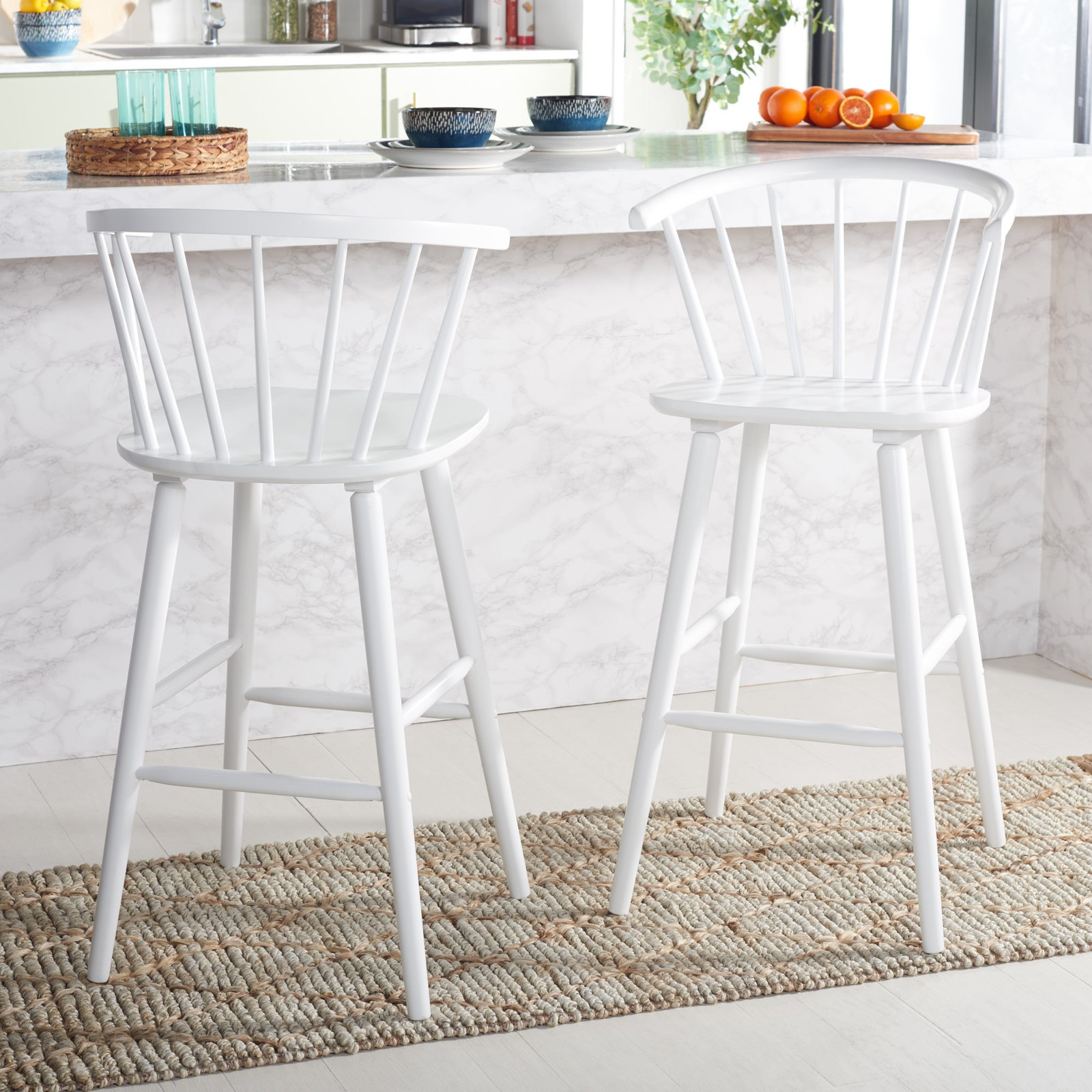 Sheffield Solid Wood Bar & Counter Stool, White, Bar Stool (29" Seat Height)