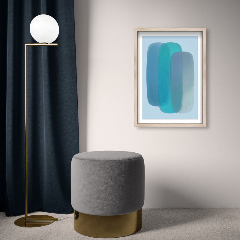 Teal Gradients Print by Oliver Gal, 16.5"H x 11.5"W, Natural Oak Shadowbox