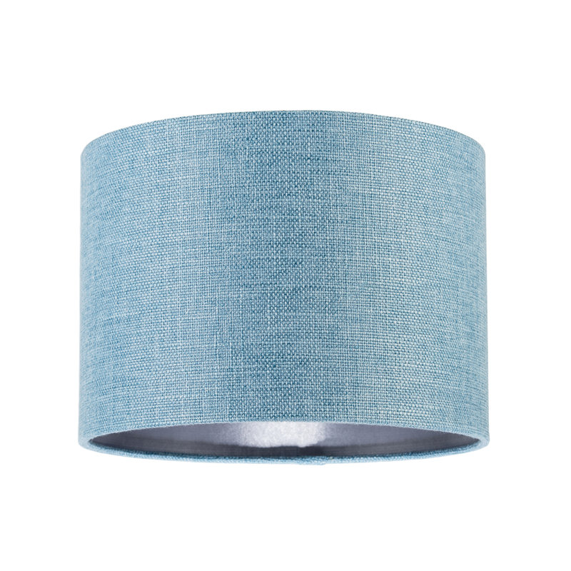 18cm H Linen Drum Lamp Shade ( No Direct Attachment Method ) in Blue