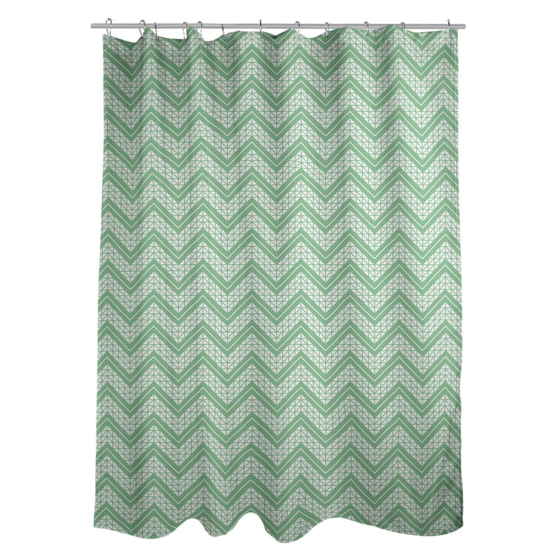 Rideau de douche simple à chevrons à la main classic, Vert / blanc