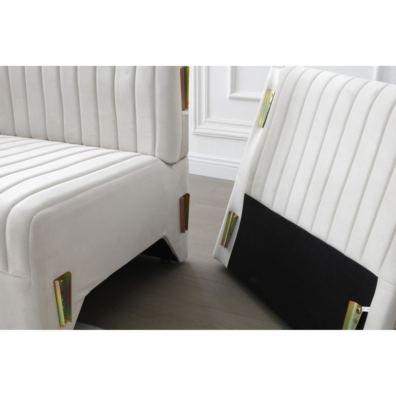 Canapé modulaire Beige, Velours beige, H 30,87 po x l 29,78 po x P 30,79 po