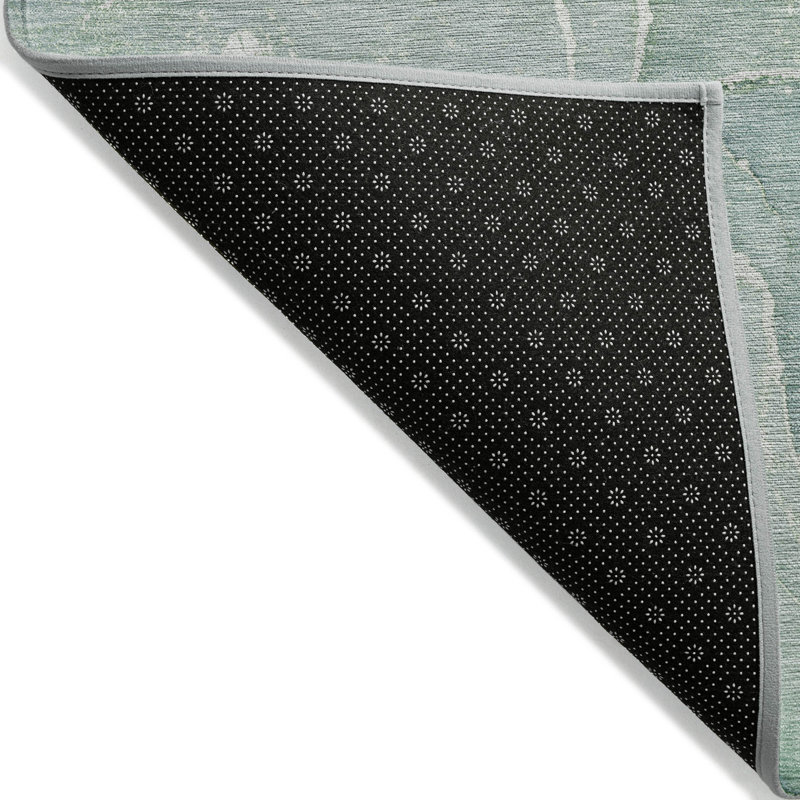 3' X 5' Teal Abstract Washable Non Skid Indoor Outdoor Area Rug