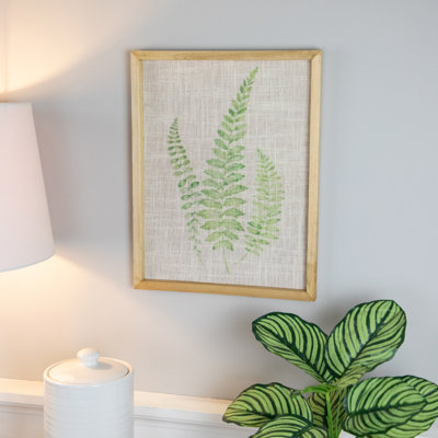 Décoration murale encadrée imprimée feuille de fougère sur toile de jute