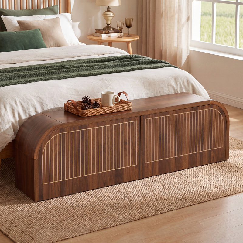 Banc de rangement rabattable Morden de 122 cm de large pour chambre à coucher, Brown