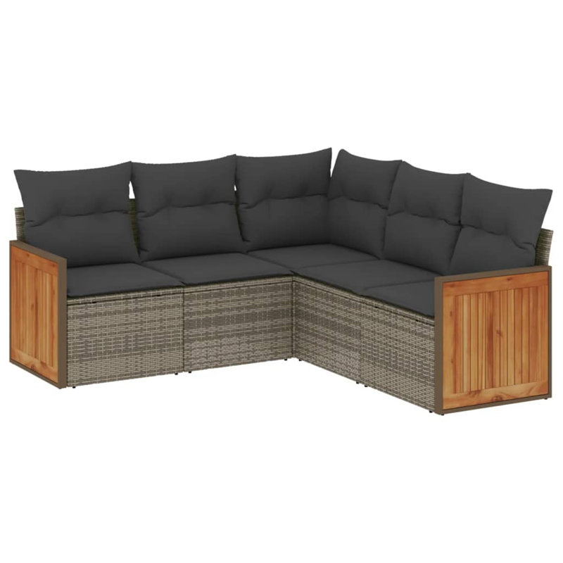Ensemble de canapé de jardin modulaire en rotin PE gris 5 pièces Vidaxl