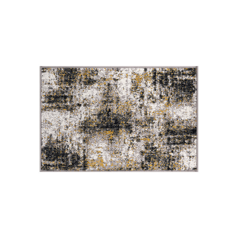 Tapis abstrait jaune / noir / gris, Rectangulaire 2 pi x 3 pi
