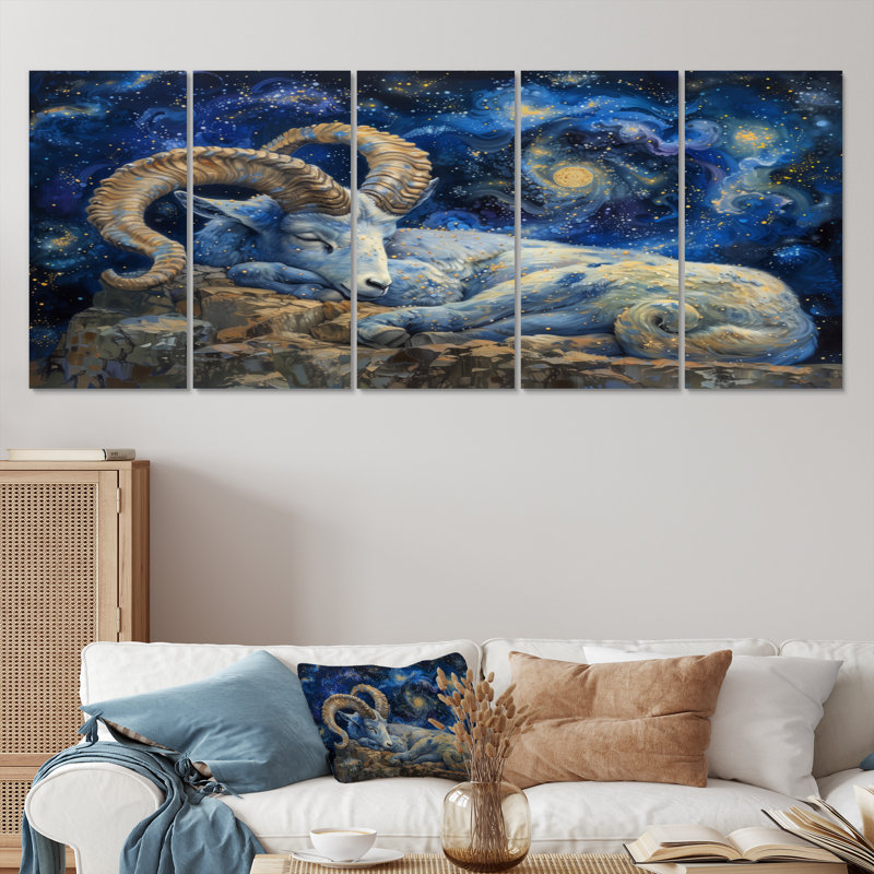 «Blue Astrology Cosmic Climber Capricorn I - Astronomie Capricorne», H 28 po x l 60 po