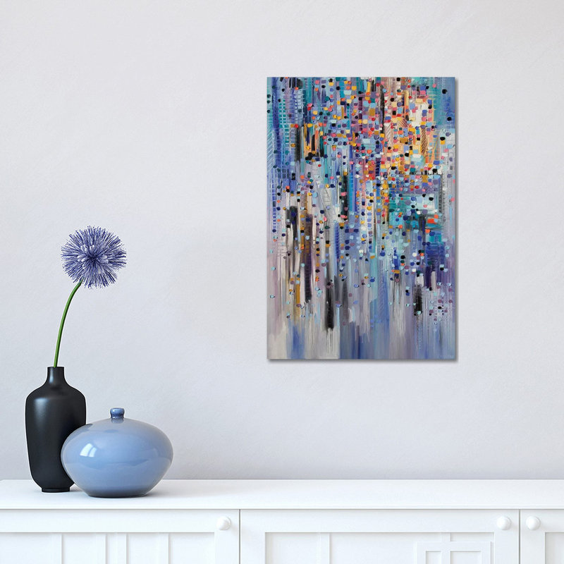 «Happy City» par Ekaterina Ermilkina, reproduction d'art sur toile tendue, H 18 po x l 12 po x 1,5 po