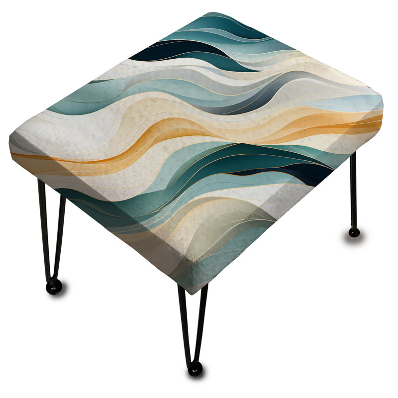 Coastal Reflections - Abstract Rectangle Ottoman
