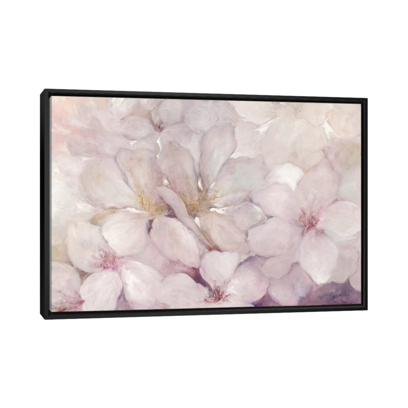 «Apple Blossoms», impression sur toile tendue, H 18 po x l 26 po x P 1,5 po, Toile avec cadre noir, Pas de tapis
