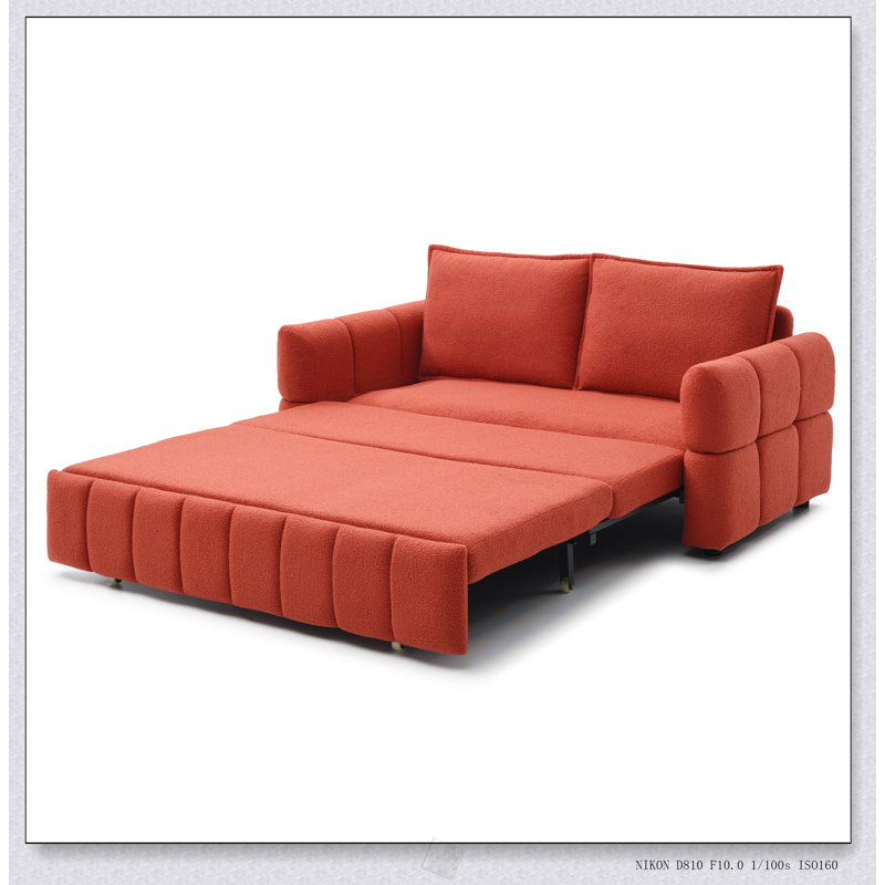 Canapé-lit convertible polyvalent avec méridienne moelleuse pour améliorer le salon et dormir confortablement, Orange