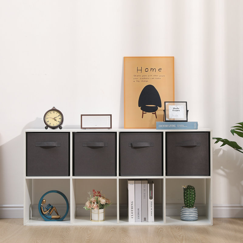 4 Pieces Collapsible Storage Cube Boxes with Handle, Black#4  (38*33*33)