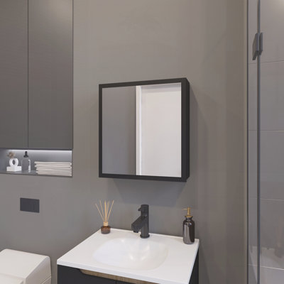 Armoire à pharmacie Morenci avec miroir inclus et 1 porte, noir