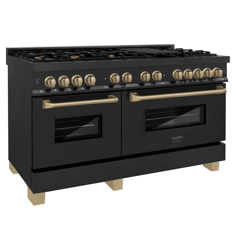 ZLINE Autograph 60" Legacy Dual Fuel Range, Black Stainless Steel and Champagne Bronze