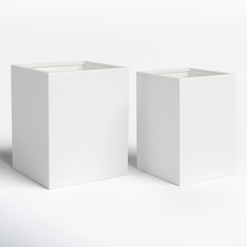 Etha Metal Planter Box - Set of 2, White