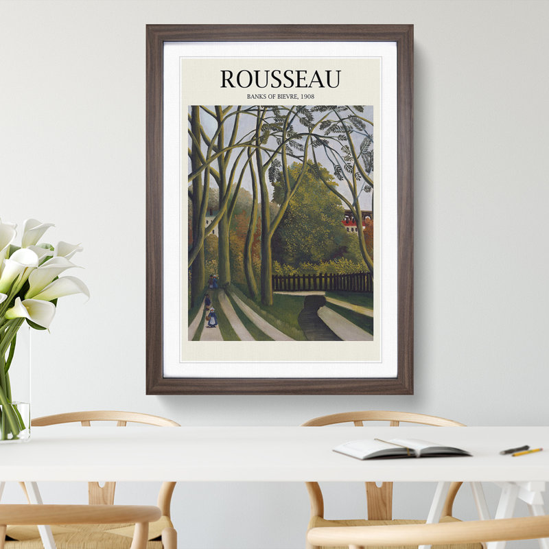 The Banks of the Bievre by Henri Rousseau - Picture Frame Painting, 36cm H x 27cm W x 2cm D, Walnut Framed