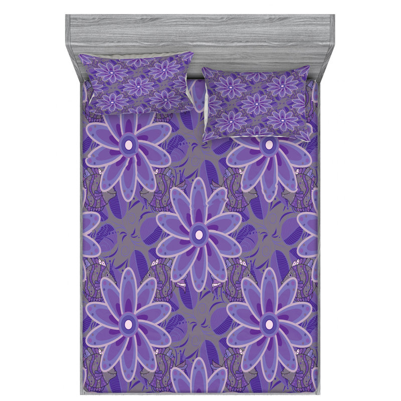 Mandala Microfiber Floral Sheet Set, Full Sheet Set with Fitted Sheet