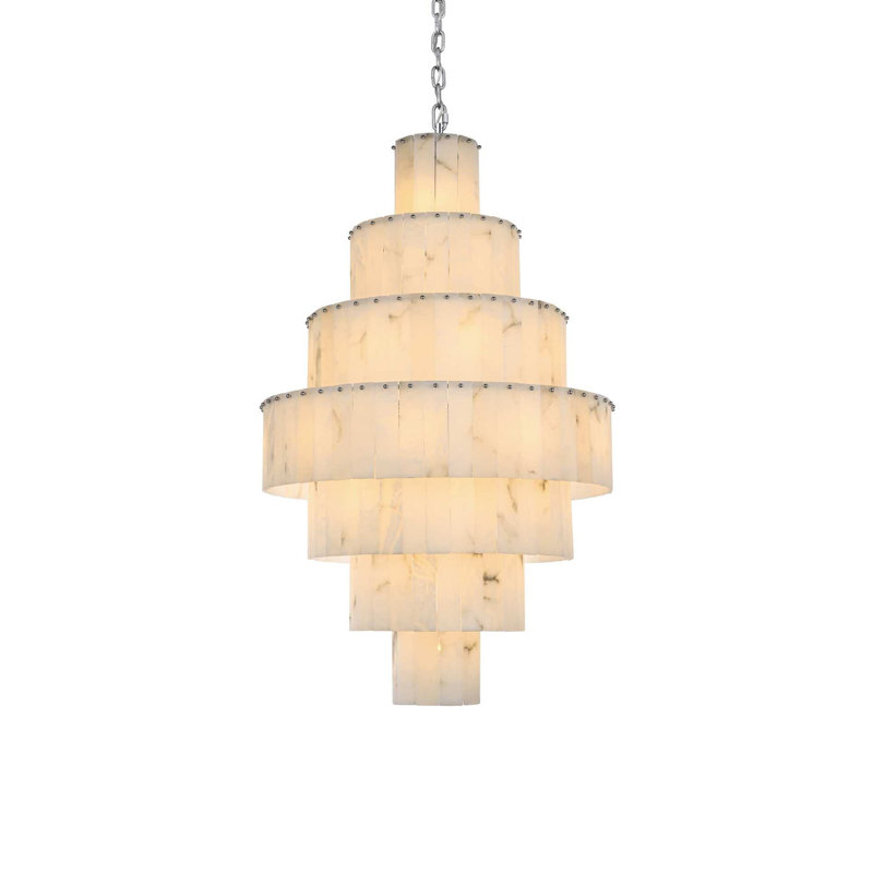 Lustre en albâtre 32 pouces Isabellamarie, Chrome chrome