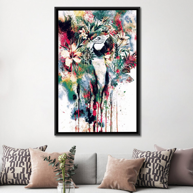« interprétation d’une série de rêve, perroquet », impression sur toile, H 26 po x l 18 po x P 1,5 po, Pas de tapis