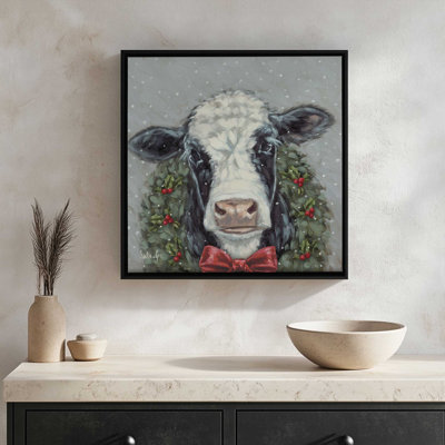 «Snowy Day Christmas Cow II» par Sara G. Designs, reproduction d'art