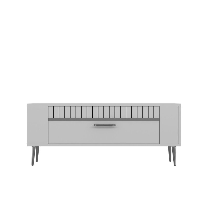 Meuble télé Catena, Blanc / argent 