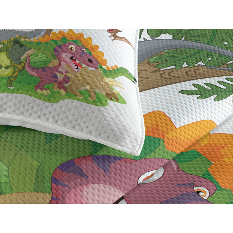 Jurassic Modern & Contemporary Polyester Coverlet, King Bedspread + 2 Shams