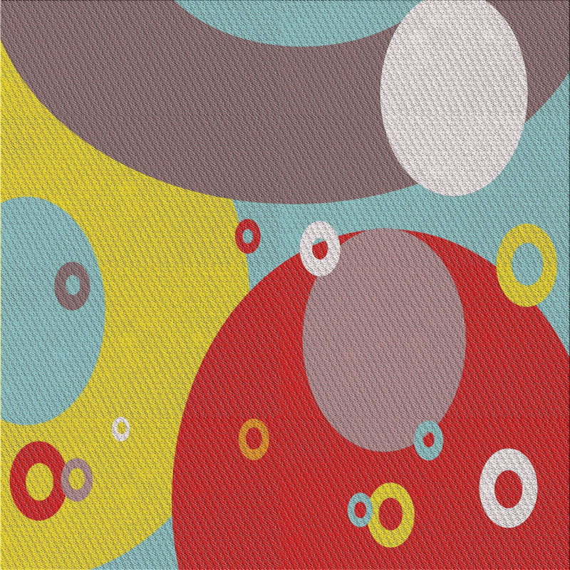 Tapis rouge/jaune/gris à motifs Hotz, Carré 8 pi