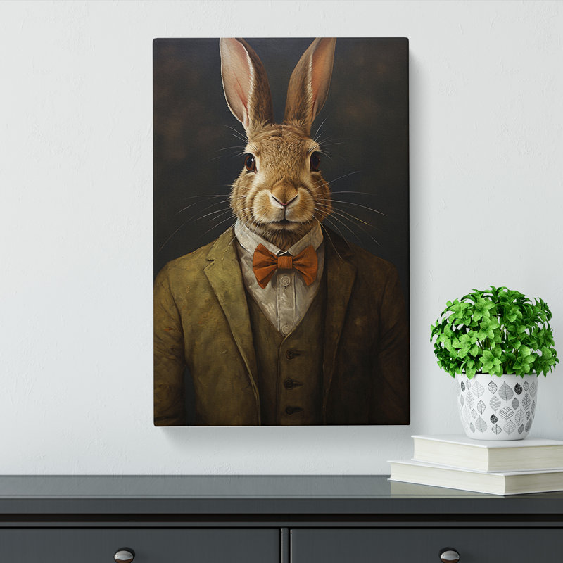 Hare In A Suit No.3 - No Frame Print, 60cm H x 40cm W x 3cm D