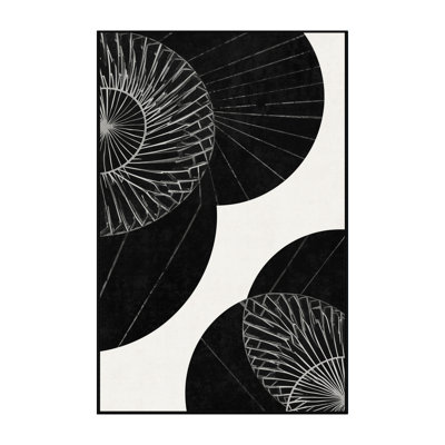 Machine Washable Pavla Art Deco Geometric Rug in Gray – Black Binding